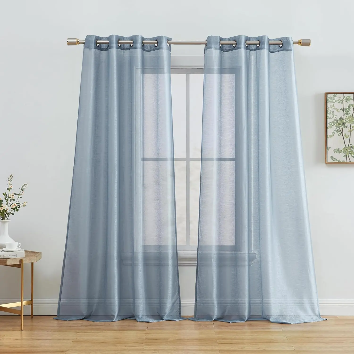 2 Piece Window Curtain Panels for Bedroom & Kitchen (54" W x 84" L, Dusty Blue)