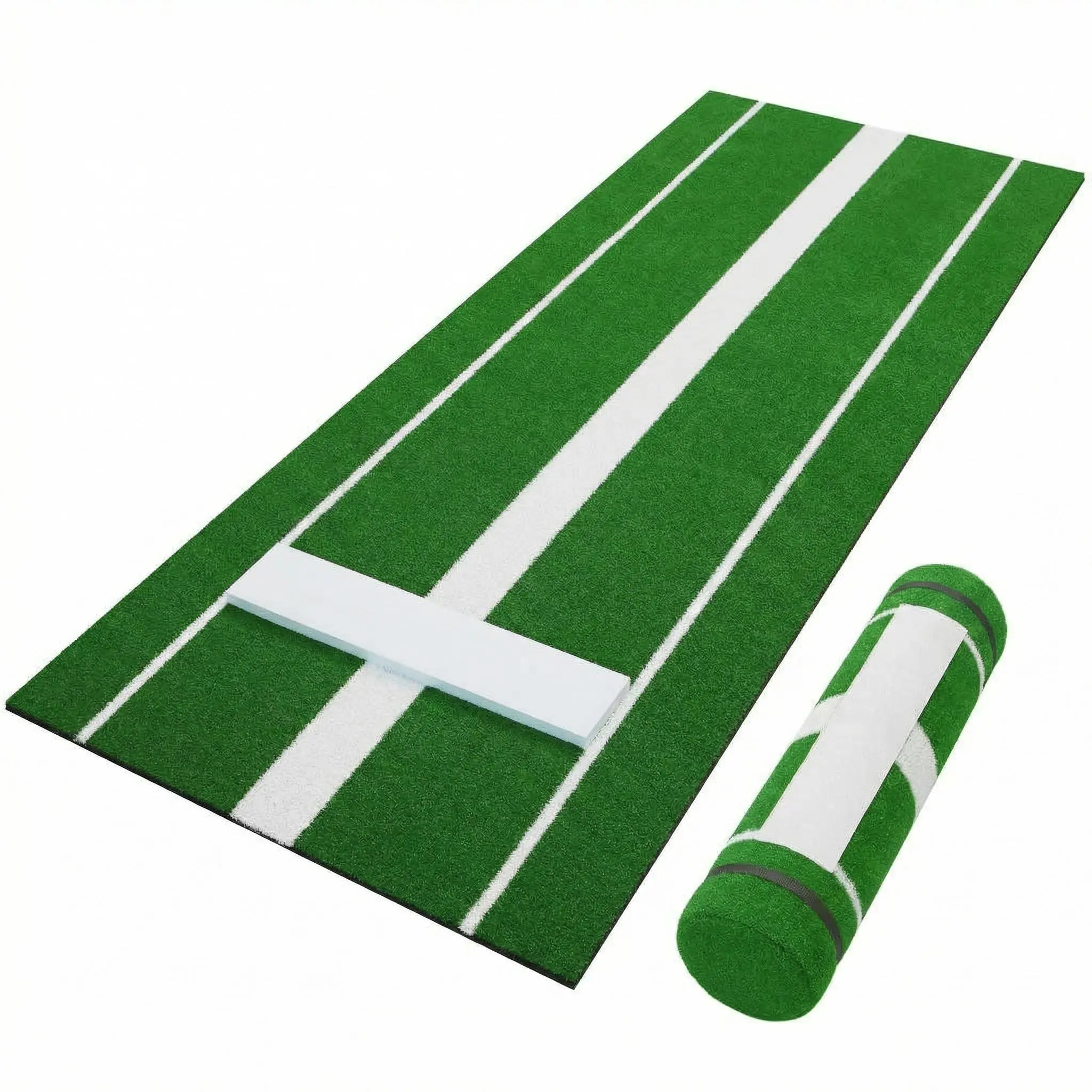 10x3 ft Professional Softball Pitching Training Mat - All-Weather Practice Mat with EVA, UV-Resistant Turf for Indoor/Outdoor Training, Green, Training Mats Home Gym Mat Foam Mat
