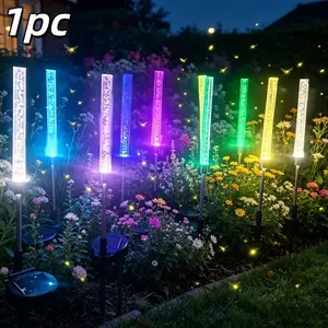 High-Quality RGB Color-Changing Solar Pathway Light Strip Bubble Effect, 2-Pack Outdoor Solar Garden Lights, IP65, Suitable for Solar Landscape Plug-In Lights for Patio, Lawn, Courtyard And Terrace Decoration