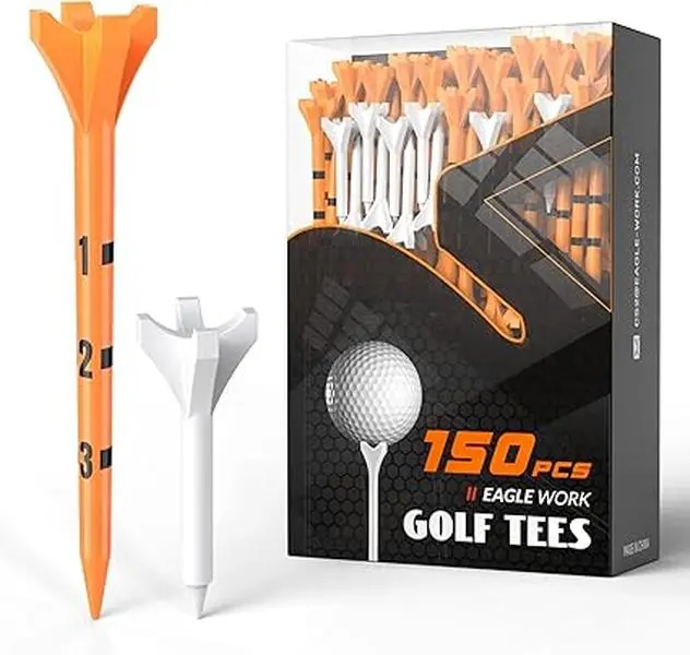 Eagle Work Golf Tees - 150PCS High-Quality Orange & White Tee Set for Enhanced Performance and Durability
