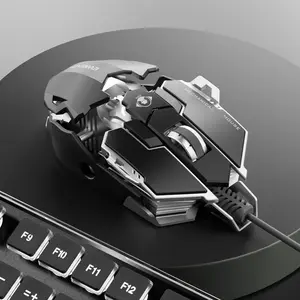 EWEADN Wired Gaming Mouse, metallic Mechanical Design Mouse with Aluminum Base, Adjustable Sensitivity Mouse for Office & Gaming Use