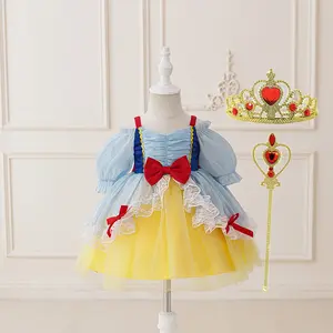 with Crown Magic Wand Yellow 019 Cartoon Cosplay Costume Fancy Carnival Kids Clothes Performance Princess Theme Party Holiday Baby Girls Ball Gown Toddle Cocktail Dress 6M-3Y