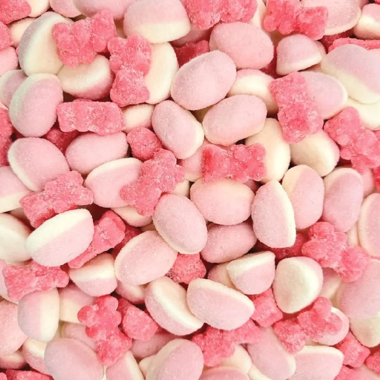 Pink Candy Mix | 2 Pound Bag | Sour Tutti-Frutti Gummi Bears & Strawberry Puffy Gummies | Chewy Candy | Pink Gummies for Baby Showers, Gender Reveal & Party Favors
