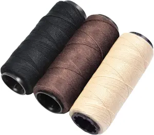 3 Rolls Weaving Threads Sewing Threads for Wig Making Hand Sewing Hair Weft & DIY (Black,Beige,Brown)