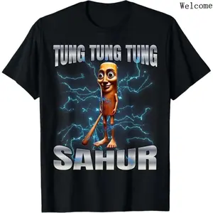Unisex Cotton Graphic T Shirt Tung Tung Tung Sahur Design Comfortable Trendy Casual Tee