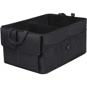 Trunk Backseat Organizer for SUV, 8 Pocket , Dust-proof, Sturdy Foldable Cargo Net Storage for More Trunk Space with Adjustable Straps, Black