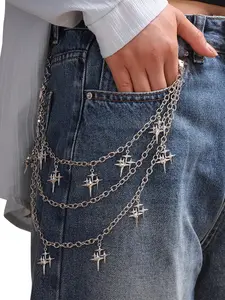1pc Multi-Layer Star Pendant Belt, Fashionable Belt, Layered Design, Punk Aesthetic Hip Hop Pants Chain, Unisex Fashion Accessories for All Seasons, Trendy Decoration for Pants, Unisex Appeal, Versatile Use