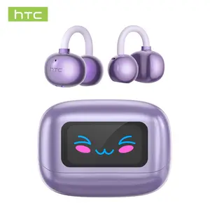 HTC NE54 Clip-On Ear Headphones Bluetooth 6.0 Wireless Audio Headphones for Music & Phone Calls, Built-in Microphone, IPX5 Waterproof and Sweatproof, with 2025 Bluetooth 6.0 for Faster, Stable Connection & Low Power Use