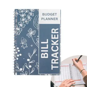 Bill Payment Tracker Notebook with Spiral Binding and Back Pocket – for Financial Tracking Home Finance & Monthly Bill Payment Organizer (Blue Blossom)