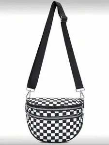 Women's Plaid Nylon Crossbody Bag Multi - functional Waist Pack Large Capacity Shoulder Bag for Daily Use Casual Crossbody Bags