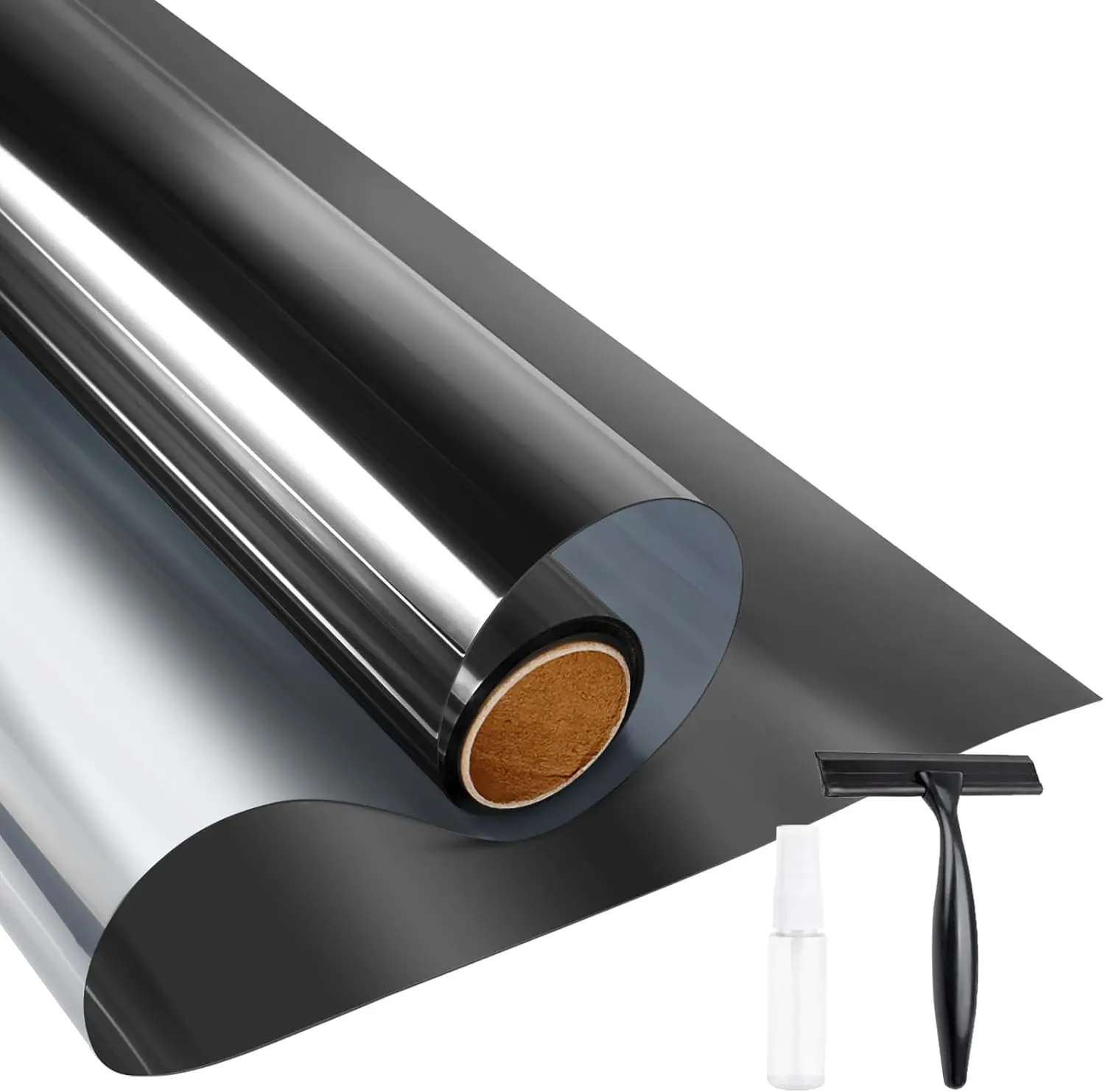 Window Privacy Film One Way Static Cling Tint, Black, 17.5InX6.5Ft | Reflective Sun Heat Blocking Daytime Privacy Anti UV Window Tint for Home Office