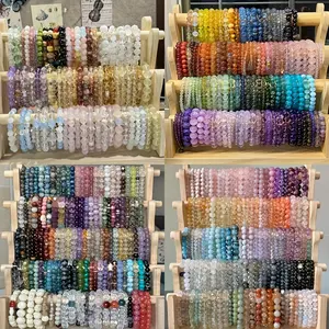 60pcs Bright Colors Women's Elegant Glass Bead Elastic Bracelet Set | Spherical Beads - Ideal for Daily Wear and Party, Perfect for Birthdays, Anniversaries, Valentine'S Day Gifts