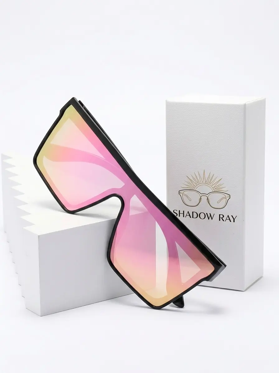 Unisex Oversized Shield Sunglasses - Full Cover, Casual Fashion Apparel, UV400 Protection, PC Lens, Yellow Tint, Windproof Driving Eyewear, Classic Futuristic Design