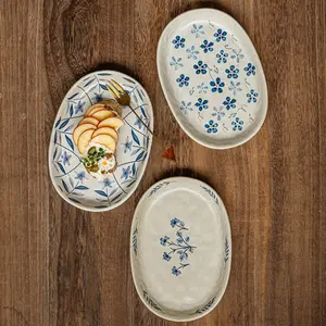 1pc Elliptical Plate 6.5 Inch Ceramic Snack Dish, Coarse Clay Sushi Plate, Dessert Tray, Perfect for Parties & Everyday Use