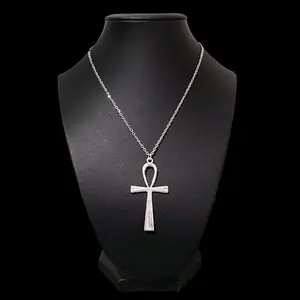 18" Silver Ankh Pendant Necklace - 001