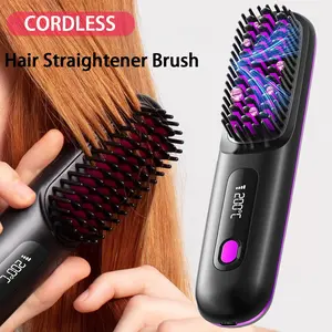 Portable Wireless Hair Straightener, Rechargeable Hair Straightening Comb & Styling Tool for Home & Travel, Cordless Hair Straightening Machine