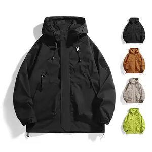 [Hardcore Outdoor] Men's hooded jacket, three-dimensional large-capacity pocket design, drawstring hooded and Velcro cuffs, adjustment, outdoor hiking, mountaineering, camping, preferred eye-catching protection, trend function, wind, Tops, Long Sleeve, Me
