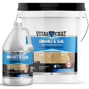 Vital Coat Enhance & Seal Concrete and Natural Stone Sealer - Water Based Penetrating Sealer for Interior & Exterior Use - Non-Slip Properties