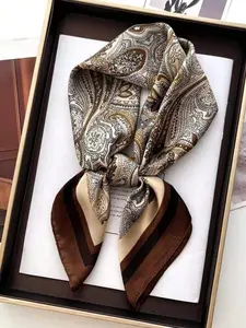 Women's Satin Printed Headscarf, Neck Scarf, Hairband, Fashion Shawl, Square Silk Wrap, 70x70 Cm, Multifunction Hair Kerchief, Versatile Accessory