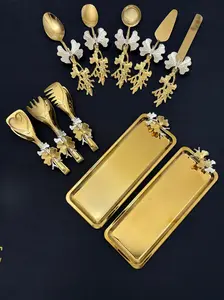 Luxury 10-Piece Gold Butterfly Serveware Set Handcrafted Gold and Silver Design for Desserts Salads Snacks Ideal for Gifting and Dining Tableware Cutlery