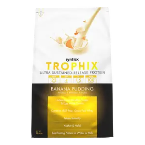 Syntrax Nutrition Trophix Ultra Sustained-Release Protein Blend, Banana Pudding 2 lb Bag 23g Protein Low Calories Slow Release Blend for Muscle & Recovery - Fitness Supplement