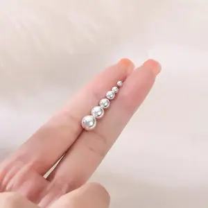 5Pairs Minimalist Stainless Steel Earrings,Silvery Stud Earrings for Women,Silvery Earrings Tiny Stud Earrings for Multiple Piercings, Different Sizes Silvery Stud Earrings Set,Valentine'S Day Birthday Gift