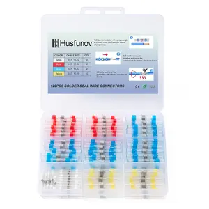 120PCS Heat Shrink Solder Seal Wire Connectors Kit, Waterproof Butt Connector Heat Shrink Electrical Terminals, Insulated Solderless Wiring Splice Connectors for Marine,Automotive,Stereo