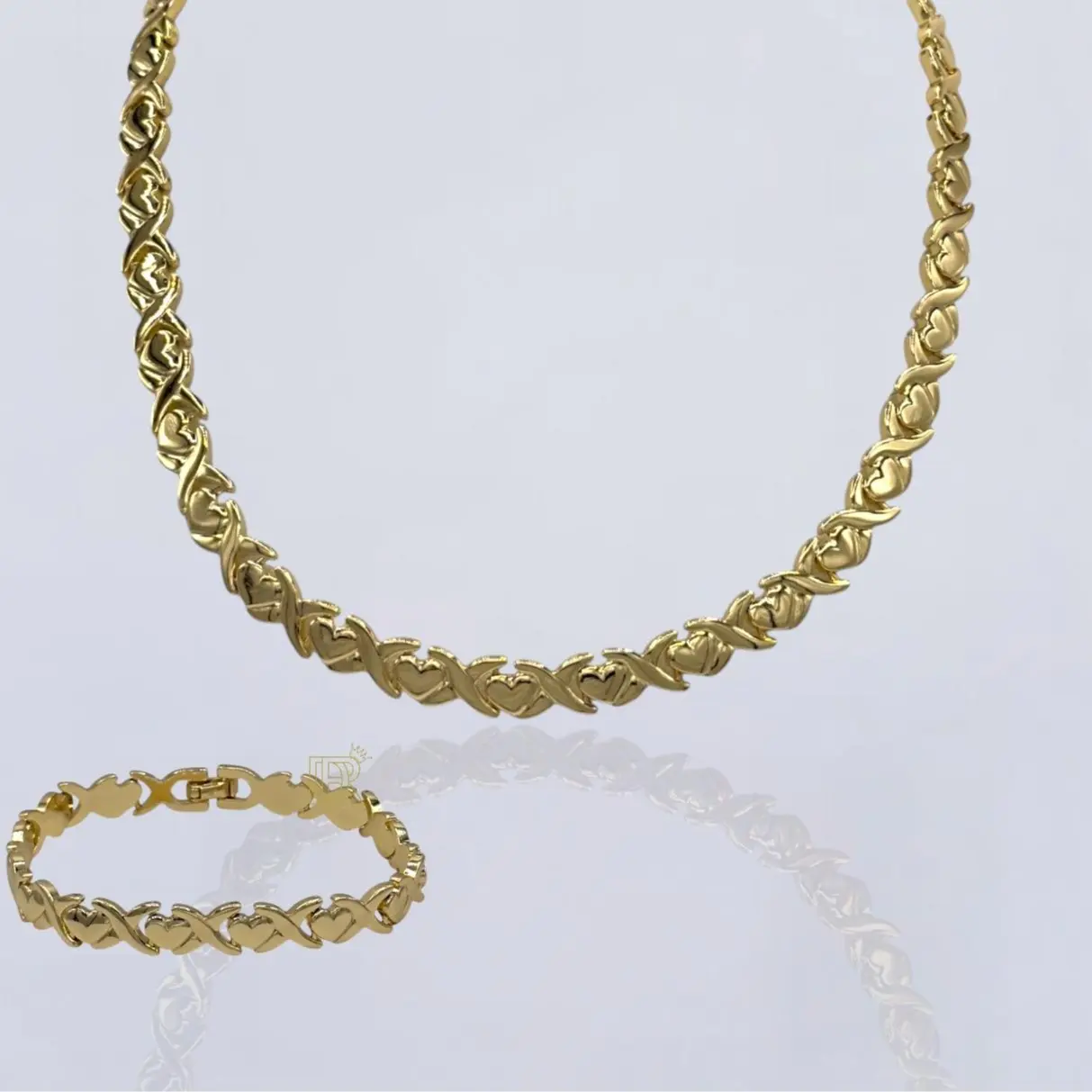 DIDIRAY 14k Gold Plated XOXO Style Bracelet Choker Set - Durable Unisex Elegant Design for Everyday Wear with Premium Finish & Long Lasting Shine