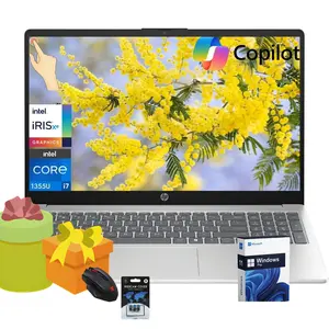 HP 2026 15.6 Touch-Screen FHD inch Laptop PC,Windows 11 Pro,Bluetooth 5.3,Intel Core i7-1355U, 32GB RAM, 512GB SSD,Backlit Keyboard, Wi-Fi 6,Silver,Bundle Accessory