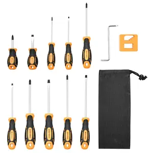 【Summervibes】VEVOR 12-Piece Magnetic Screwdriver Set 5 Phillips 5 Flat Head Tips Magnetizer Tool