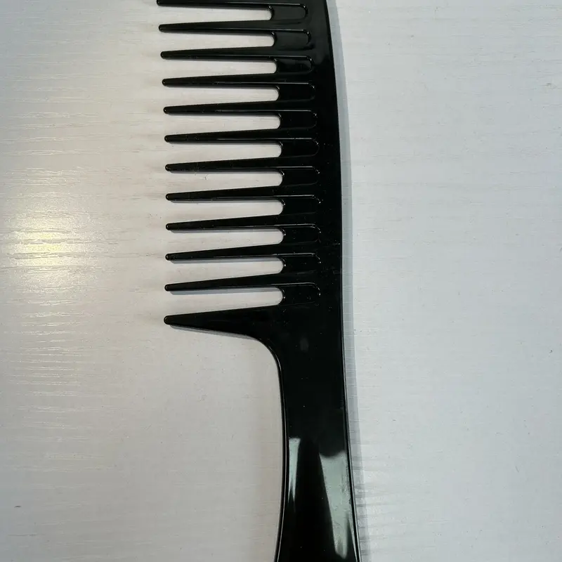 Oversized Black Wide-Tooth Plastic Bristle Comb - Unisex Curl Enhancing Hair Styling Tool for Detangling Synthetic Curly Hair, Essential Haircare Accessory