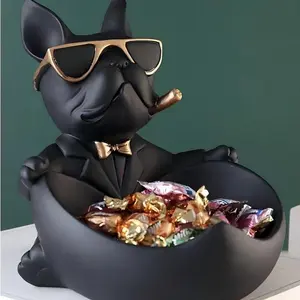 Bulldog Design Car Key Holder, 1 Count Creative Desktop Candy Storage Tray, Home Organizer for Living Room & Office, Unique Room Decor Accessories