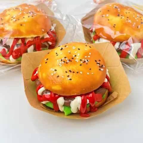 【Buy 3 Get 1 Free】Taba Toys Beef Burger Slow-Rise Squishy Stress Relief Toys, Food-Grade Silicone Stress Relieving Accessory, Unisex Handmade Non-Toxic Sensory Fidget Item for 10-12 Years, Thick Creamy Slime Texture, Tear-Resistant, Reduces Anxiety