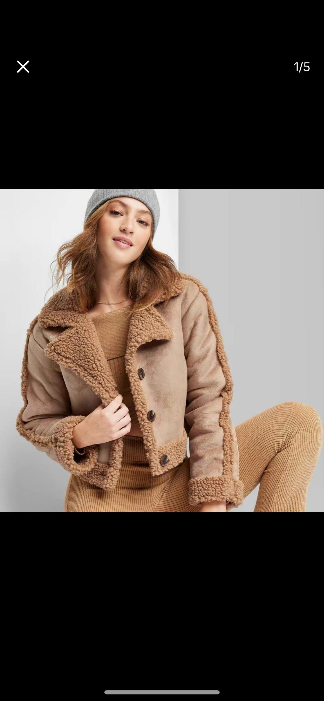 Wild fable women’s button up winter faux shearling jacket Casual Coats Comfortable Long Sleeve Fur