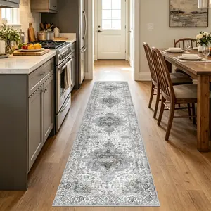 【Deals For You Days】2'x10.6' Vintage Persian Runner Rug,Distressed Persian Runner Rug,Vintage Washable Non-Slip Suede Floor Carpet for Long Hallways & Kitchen