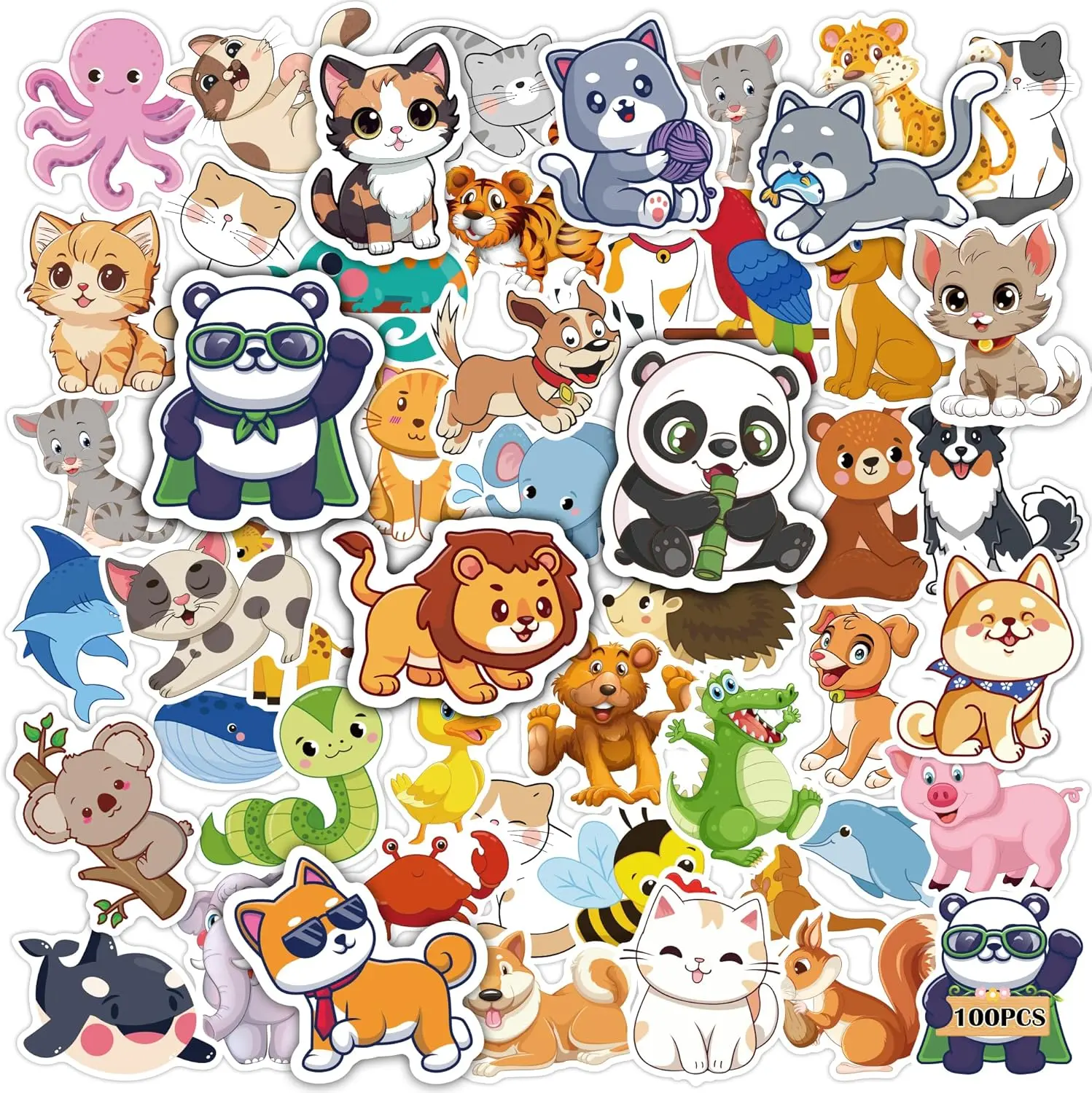 Back to School Supplies - 100 PCS Water Bottle Stickers for Kids,Cute Animal Aesthetic Sticker Pack - Vinyl Kawaii Stickers for Girls Boy Classroom Prizes,Party Favors for Scrapbook, Laptops, Journal