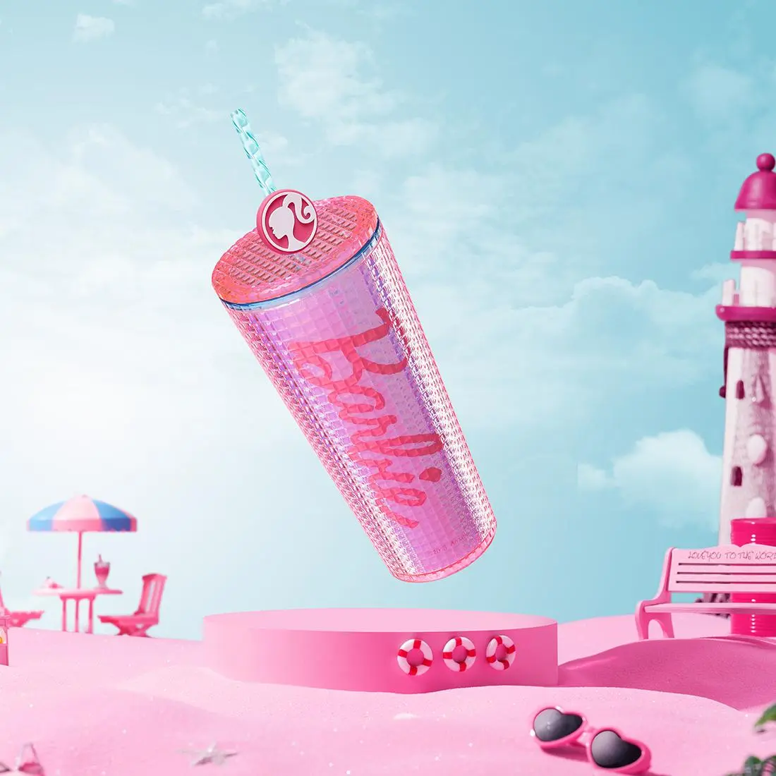 Barbie Daylight Shiny Series Double Layer Drinking Bottle 775mL Large Capacity Water Bottles With Straw Cute Portable Bottle Glossy Design Birthday Gift Surprise Gift Cup Drinkware