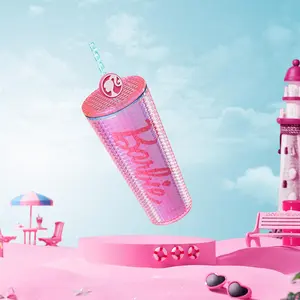 Barbie Daylight Shiny Series Double Layer Drinking Bottle 775mL Large Capacity Water Bottles With Straw Cute Portable Bottle Glossy Design Birthday Gift Surprise Gift Cup Drinkware