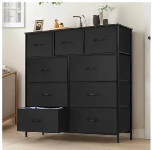 9-Drawer Fabric Dresser Storage Chest for Bedroom, Closet, Storage Furniture for Adults, Black