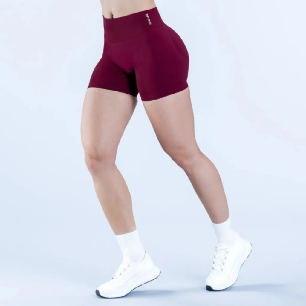 DF Impact Women's Gym Workout Shorts - Gym Clothes Women, Casual Style, Subtle Glute Contour Butt Lifter, Soft Stretchy Nylon, Low Rise Ribbed Waistband, Breathable Sports Shorts, Casual Gym Shorts