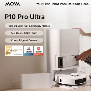 Mova P10 Pro Ultra Robot Vacuum and Mop with Self-Emptying, Robotic Vacuum with 13,000Pa Suction Vacuum Cleaner and 360°Obstacle Avoidance, 140°F Hot Water Auto Mop Washing&Drying, 10.5mm Mop Lifting for Carpet, App Control, Dual Extensions