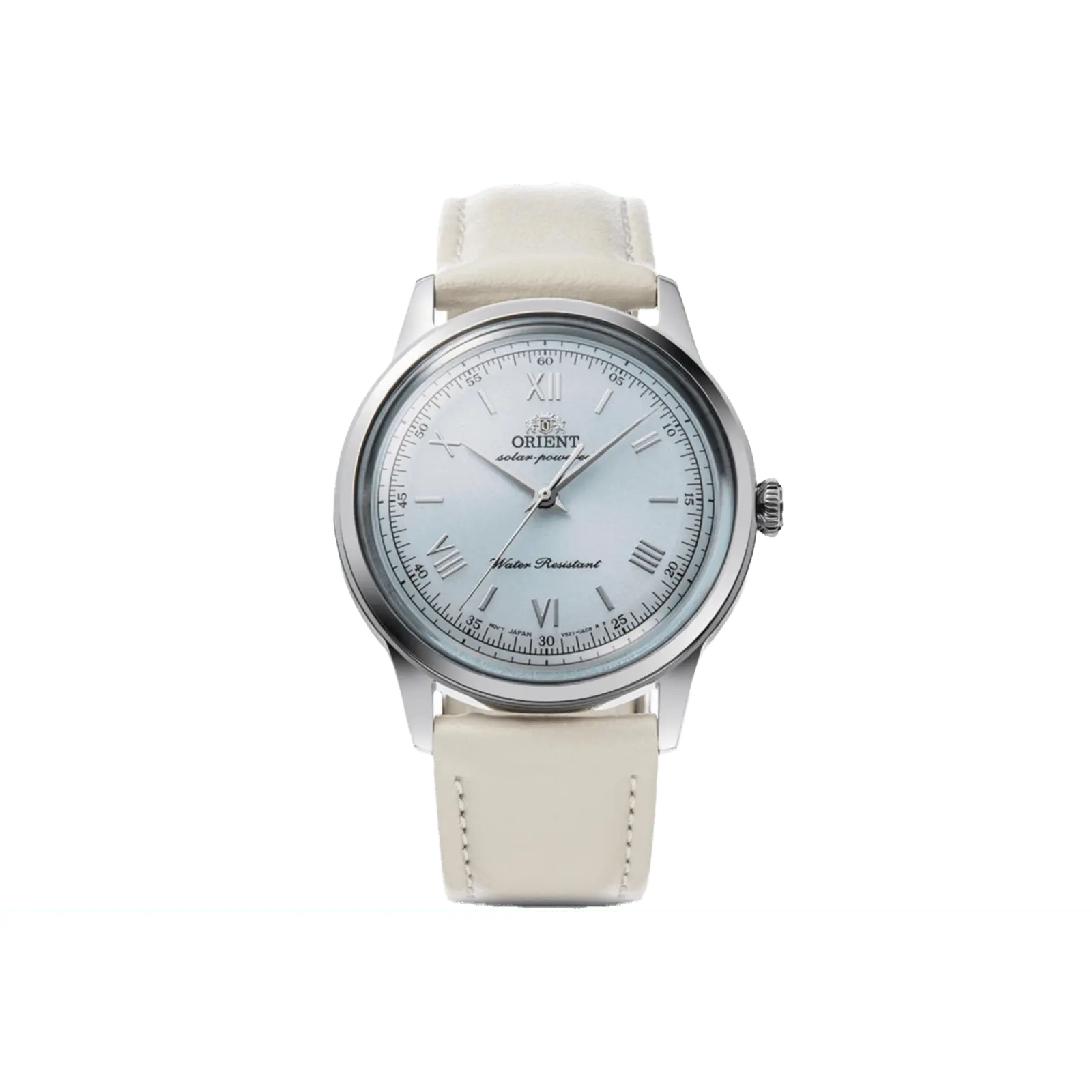 Orient Bambino Solar Analog Quartz Unisex Dress Watch - 38.4mm Ice Blue Dial, Stainless Steel, RA-WK0001E10B, Analog Quartz Watch, Stainless Steel Watches