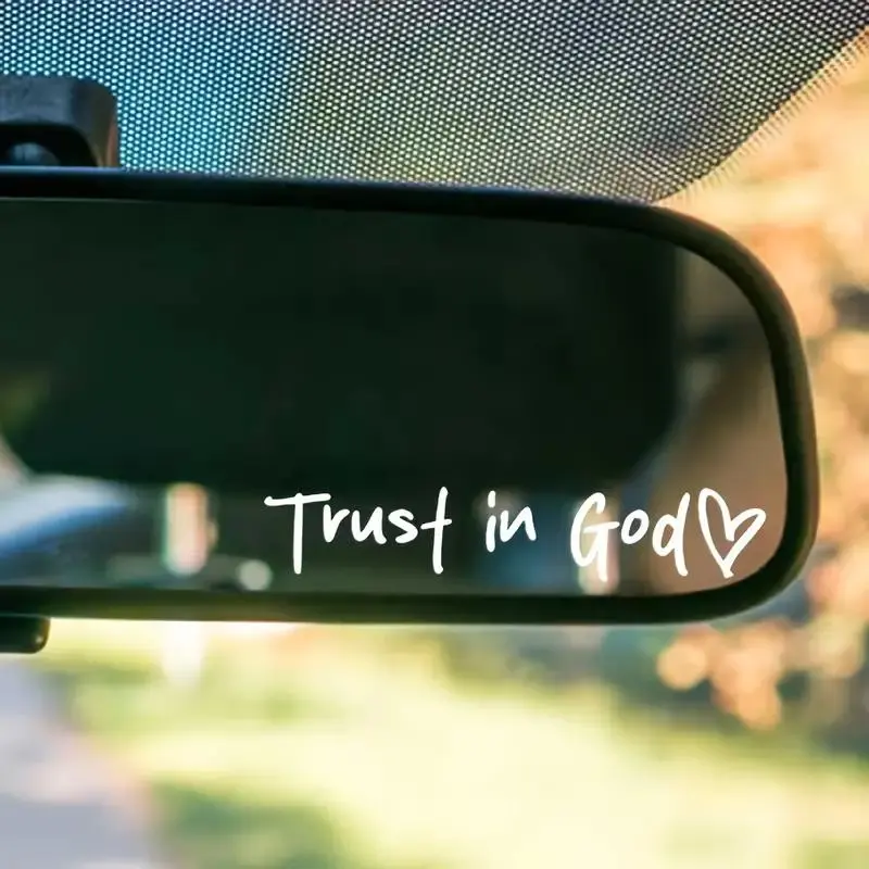 Trust in God Car Rearview Mirror Sticker, Car Rearview Mirror Decal, Inspirational Vinyl Sticker, Ideal Christian Gift