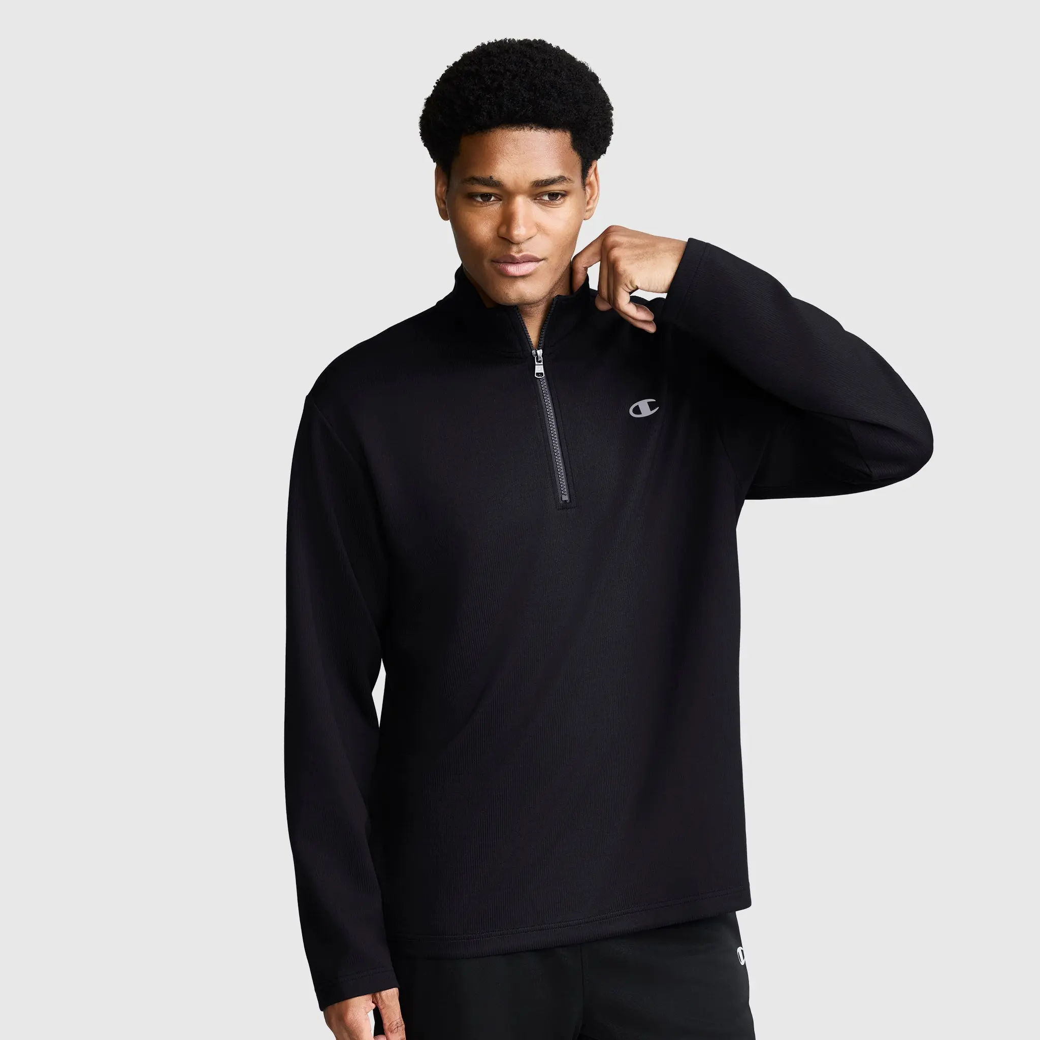 Sport Long Sleeve 1/4 Zip Mockneck, C Logo