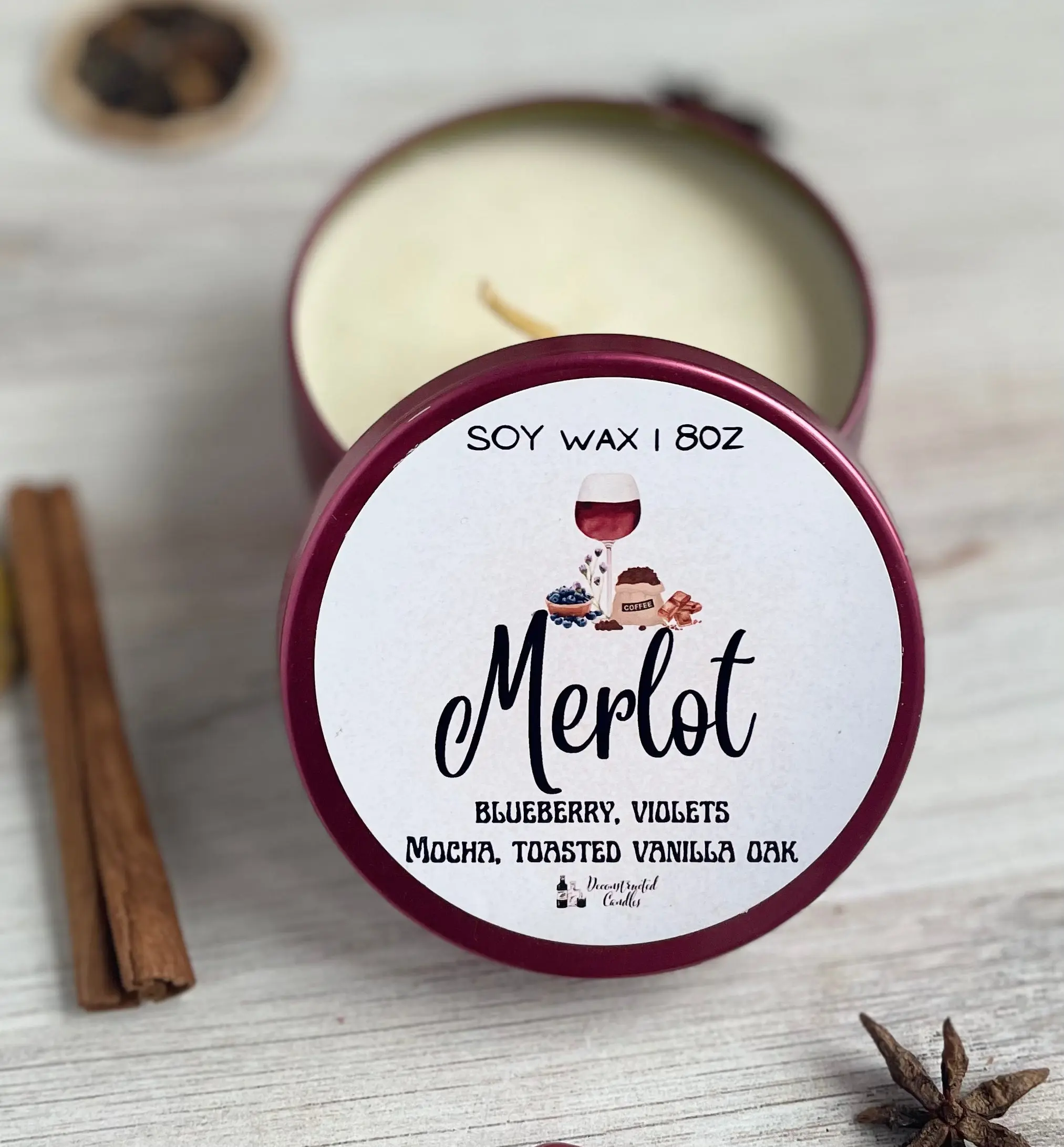 8oz Merlot Wine Scented Tins