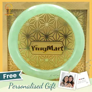 YingMart 48–72mm Jadeite Jade Light Green to Green Bracelet Gift for Her Grandmother Feng Shui Mom Sister Mens