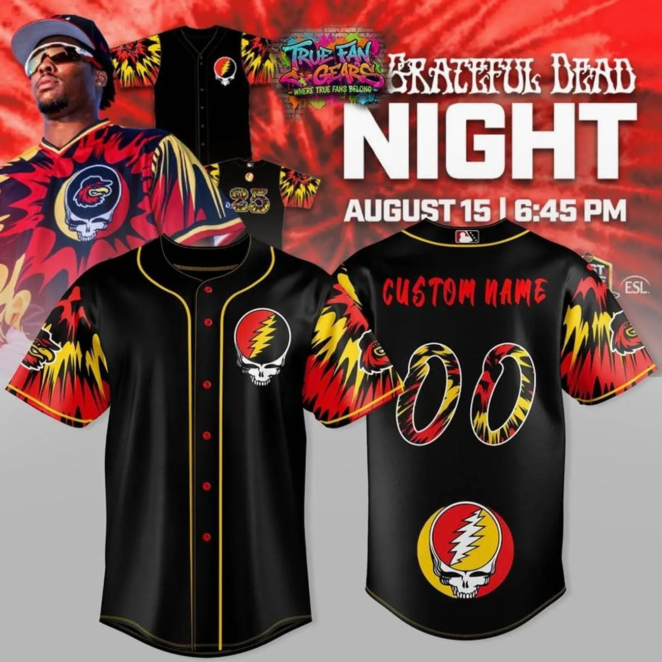 Rochester Red Wings x Grateful Dead Night 2026 Special New Baseball Jersey