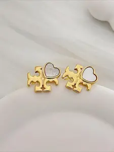 Versatile Letter & Shell Stud Earrings — Sophisticated Women's Jewelry — Ideal for Banquets and Gifting