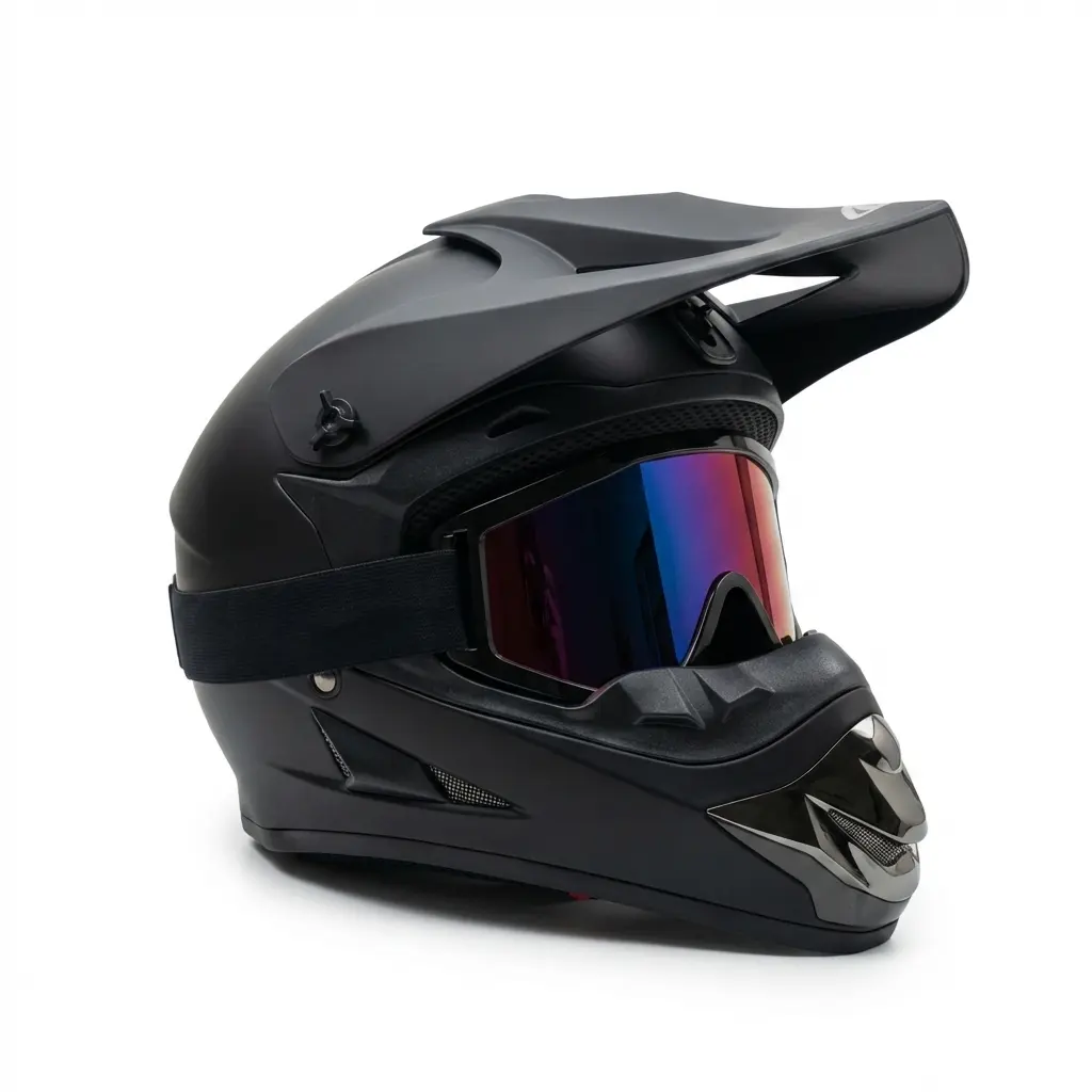 Unisex Full-Face Motorcycle Helmet, DOT Approved Aerodynamic Matte Black Protective Gear with Removable Helmet Visor for Karting & ATV Endurance Race, Motorcycle Riding Helmet