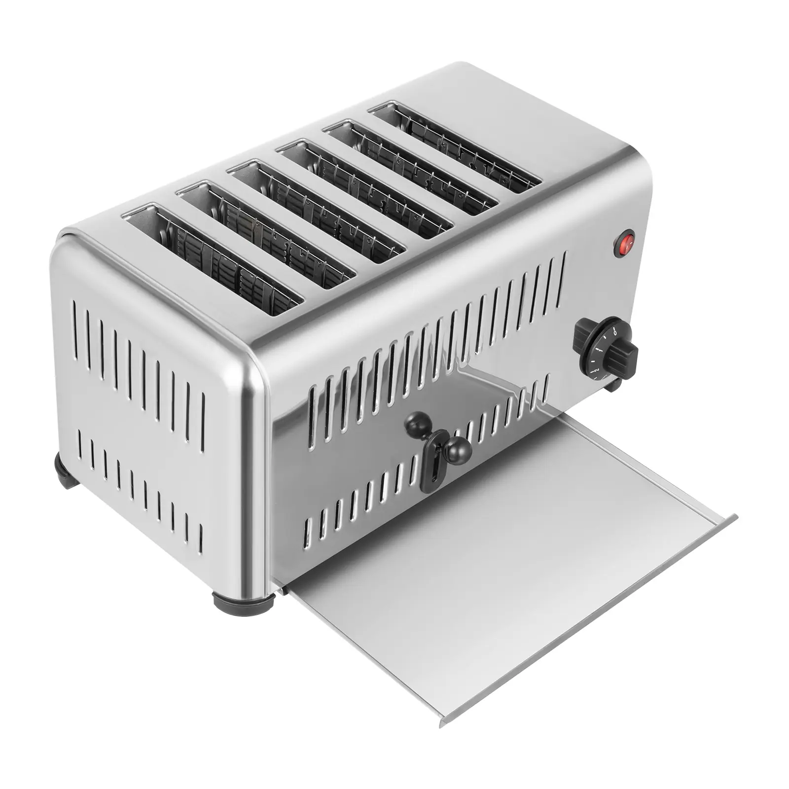 Stainless Steel Corded 6-Slice Commercial High-Power Toaster, 1680W, 5 Browning Settings, 1-5min Timer, Extra Wide Slots, 43×22×21cm, Standard US Plug, for Home & Cafés (Home Supplies)